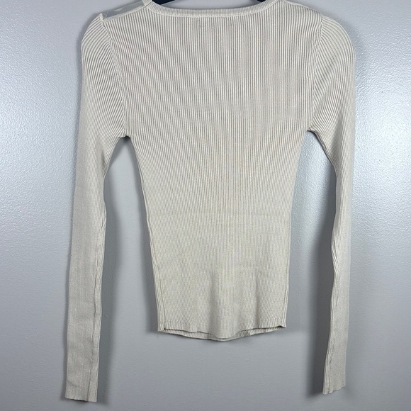 NWT Lulu’s Cream Ribbed Long Sleeve Top - Picture 6 of 7